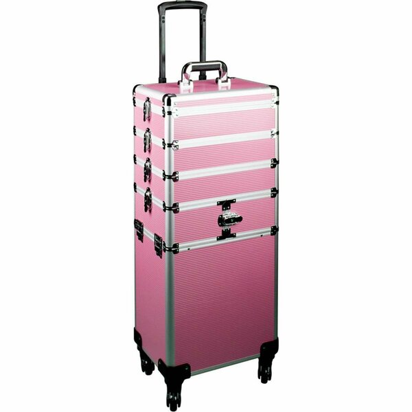 Ver Pink Stripe Pro Makeup Rolling Case JMT003-63